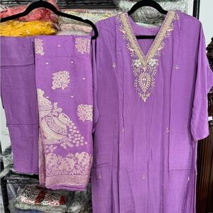 Purple Embroidered Kurta Set
